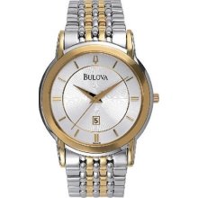 Bulova Mens Gold & Stainless Watch - Silver Dial - 98H48