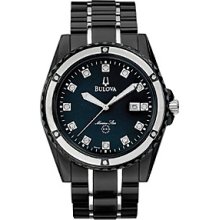 Bulova Men's Marine Star Black Diamond Dial Watch Men's