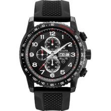Bulova Men's Marine Star Chronograph Stainless Steel Case Rubber Strap Black Dial Day And Date 98C112
