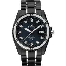 Bulova Men's Stainless Steel Marine Star Mother of Pearl Black Dial with Diamonds 98D107