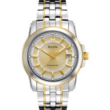 Bulova Men's Two Tone Stainless Steel Quartz Precisionist Champagne Dial 98B156