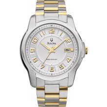 Bulova Men's Two Tone Stainless Steel Precisionist Claremont Quartz Silver Tone Dial 98B140