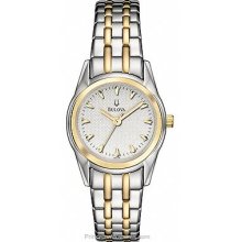 Bulova Two-Tone Essentials Ladies' Watch Silver/White Dial 98L138