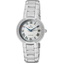 Bulova Watches Women's Precisionist Diamond Silver/White MOP Dial Stai