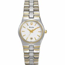 Bulova Watches Women's White Dial Two Tone Two Tone White Dial 98M102