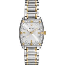 Bulova Womens Two-Tone Diamond-Accent Watch