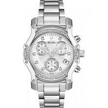 Bulova Womens Watch Wintermoor Diamonds Silver Tone Wave Patte