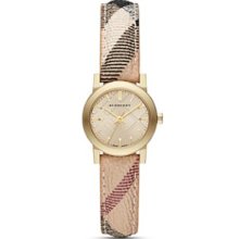 Burberry The City Gold Watch with Haymarket Check Strap, 26mm