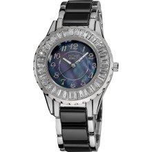 Burgi Women's Ceramic Bracelet Baguette Quartz Watch (Ladies ceramic quartz watch)