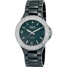 Burgi Women's Diamond Ceramic Mother of Pearl Quartz Watch (Ladies ceramic watch)