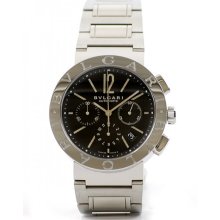 Bvlgari-Bvlgari Chronograph Automatic Black Dial Stainless Steel Mens Watch BB42BSSDCH