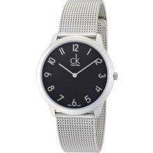 Calvin Klein Men's Minimal Black Dial Mesh Bracelet Swiss Quartz Watch K3m51151