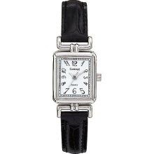 Carriage by Timex Ladies White Dial Black Leather Band Quartz Watch C2A901 New