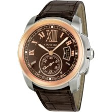 Cartier Calibre de Cartier Brown Dial Pink Gold Bezel Automatic Mens Watch W7100051