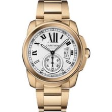 Cartier Calibre de Cartier Silver Dial 18K Rose Gold Automatic Mens Watch W7100018
