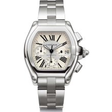 Cartier Chrono Mens Watch Silver Roman Dial W62019X6