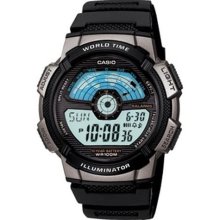 Casio Ae-1100w-1a Mens World Time Digitalwatch 10years Battery Sports