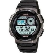 Casio Ae1000W-1Bvcf Men'S Ae1000W-1Bvcf Silver-Tone And Black Digital Sport Watch
