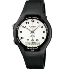 Casio Aw-90H-7Bvef Unisex Watch Quartz Analogue White Dial Black Resin Strap