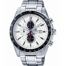 Casio Edifice Stainless Steel White Dial Gents Chronograph Ef-547d-7a1vef