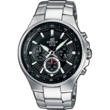 Casio Ef-562D-1Avef Gents Watch Quartz Analogue Black Dial Silver Steel Strap