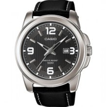 Casio Gents Quartz Black Leather Analog Watch MTP-1314L-8 MTP1314L