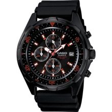 Casio Men's AMW370B-1A1V Black Resin Quartz Watch with Black Dial
