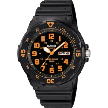 Casio Mens Black and Orange Sport Analog Dive Watch Black