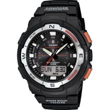 Casio Mens Black and Orange Multifunction Watch Black