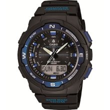 Casio Mens Black and Blue Multifunction Watch Blue