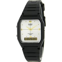 Casio Men's Core AW48HE-7AV Black Resin Quartz Watch with Silver Dial