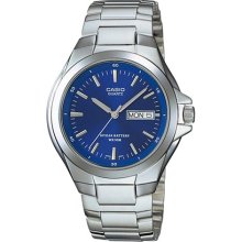 Casio Men's Core MTP1228D-2AV Silver Stainless-Steel Quartz Watch with Blue Dial