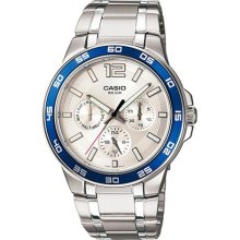 Casio Men's Core MTP1300D-7A2V Silver Stainless-Steel Quartz Watch with Silver Dial