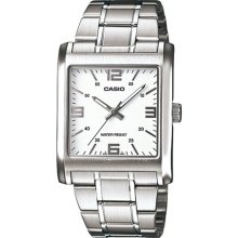 Casio Men's Core MTP1337D-7A Silver Stainless-Steel Quartz Watch with Silver Dial