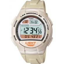 Casio Men's Core W734-7AV Beige Rubber Quartz Watch with Digital Dial