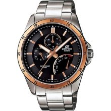 Casio Men's Edifice EF341D-5AV Silver Stainless-Steel Quartz Watch with Black Dial
