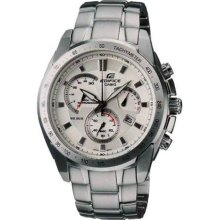Casio Men's Edifice EF521D-7A Silver Stainless-Steel Quartz Watch with White Dial