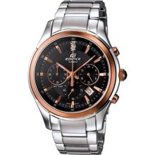 Casio Men's Edifice EF530P-1AV Silver Stainless-Steel Quartz Watch with Black Dial