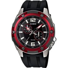 Casio Men's MTP1326-1A2V Black Resin Quartz Watch with Black Dial ...