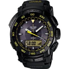 Casio Men's Pro Trek Plastic Resin Case Rubber Bracelet Tough Solar Black Dial PRG550-1A9