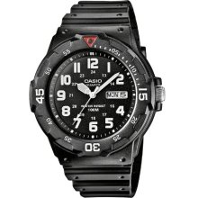 Casio Men's Quartz Watch With Black Dial Analogue Display And Black Resin Strap Mrw-200H-1Bvef