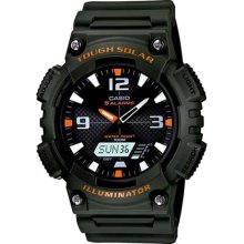 Casio Men's Sport AQS810W-3AV Green Resin Quartz Watch with Black Dial