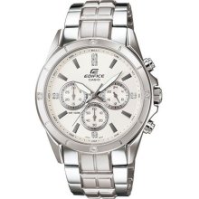 Casio Men's Stainless Steel Edifice White Dial Diamonds Analog Quartz EF544D-7A