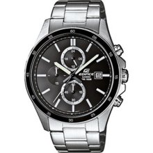 Casio Men's Watch Analogue Quartz Edifice Efr-504D-1A1vef With Silver Steel Strap Black Dial