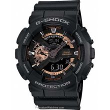 Casio Mens XL Analog-Digital G-Shock Black with Rose GA110RG-1A