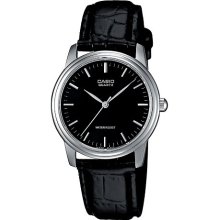 Casio Mtp-1236L-1Aef Gents Watch Quartz Analogue Black Dial Black Leather Strap