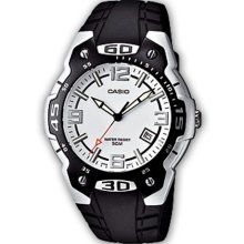 Casio Mtr-102-7Avef Gents Watch Quartz Analogue White Dial Black Resin Strap