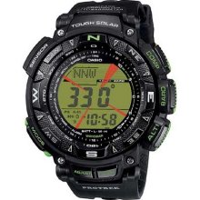 Casio Prg-240-1Ber Gents Watch Quartz Digital Green Dial Black Resin Strap