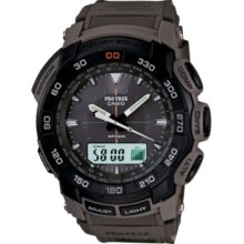 Casio Watch, Mens Analog-Digital Pro Trek Green Camoflage Synthetic Le