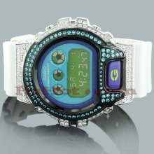 Casio Watches: White Blue CZ Crystal G-Shock Watch 5ct